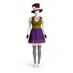 Alice In Wonderland Mad Hatter Female Version Purple Set Outfits Cosplay Costume