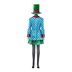 Alice In Wonderland Mad Hatter Green Blue Dress Set Outfits Cosplay Costume 