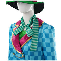 Alice In Wonderland Mad Hatter Green Blue Dress Set Outfits Cosplay Costume 