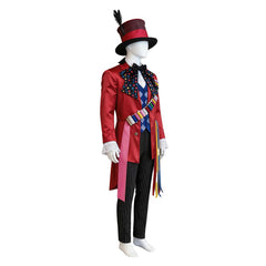 Alice In Wonderland Mad Hatter Red Suit Set Outfits Halloween Cosplay Costume