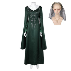 House Of The Dragon Season 2 (2024) Alicent Hightower Green Dress Outfits Cosplay Costume Halloween Carnival Suit