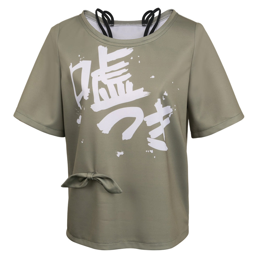 Anime Girls Band Cry (2024) Cosplay Costume Subaru Awa Green T Shirt Outfits Halloween Carnival Suit 