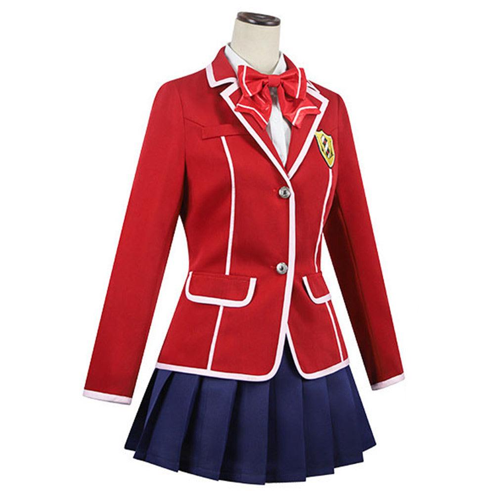 Sotsu Ran Anime Guilty Crown Yuzuriha Inori Red School Uniform Dress Outfits Cos ...