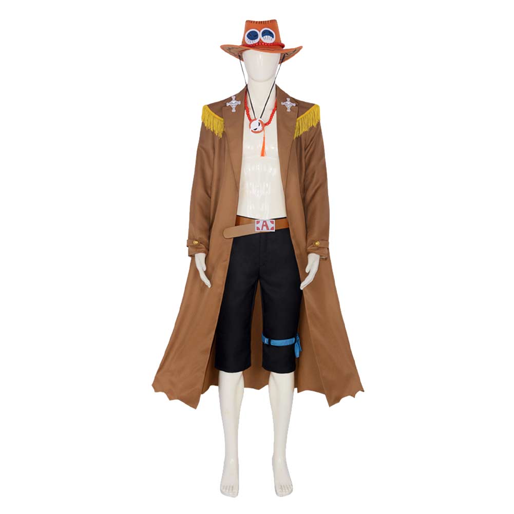 Anime One Piece Ace Coat Outfits Cosplay Costume Halloween Carnival Suit