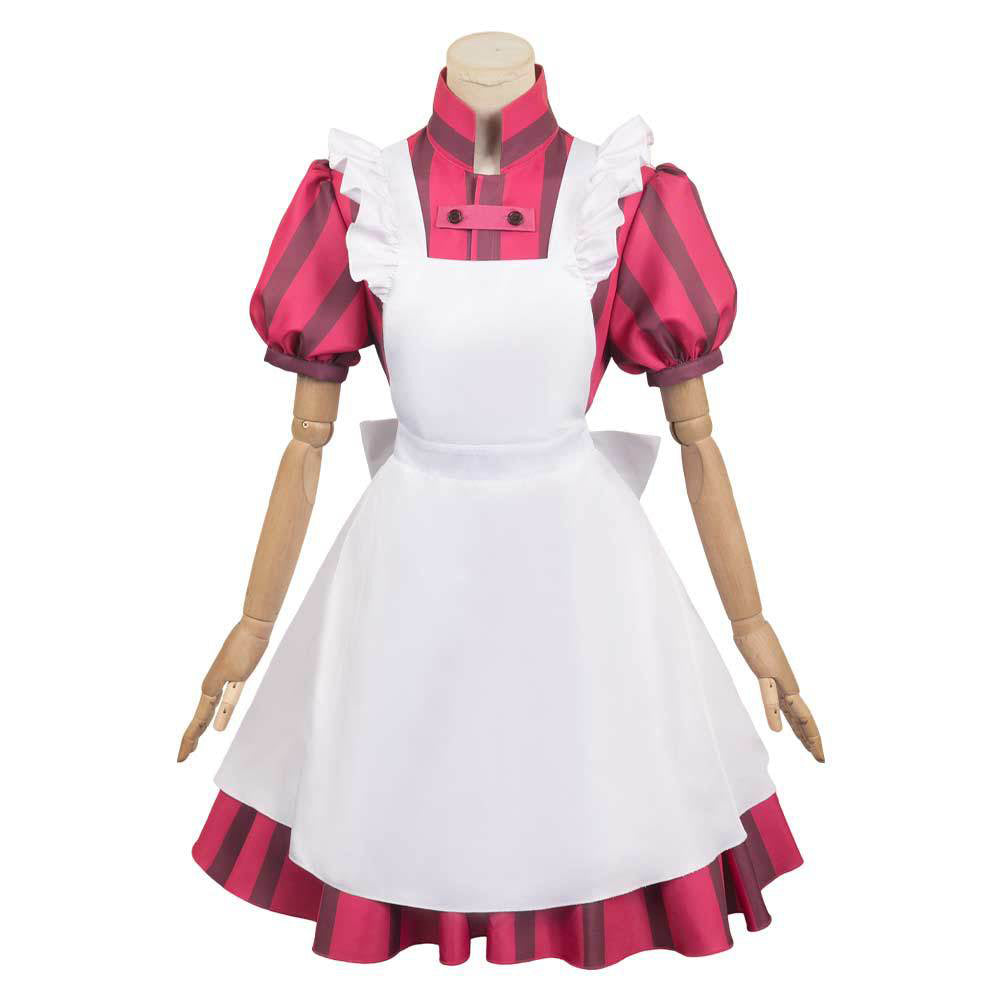 Anime The Boy And The Heron Kiriko Pink Maid Apron Dress Outfits Cosplay Costume Halloween Carnival Suit