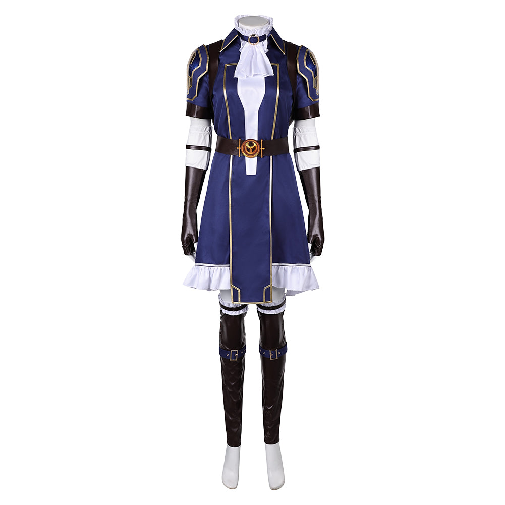 Arcane: League of Legends 2 (2024) Caitlyn Sleeveless Blue Dress Outfits Cosplay Costume 