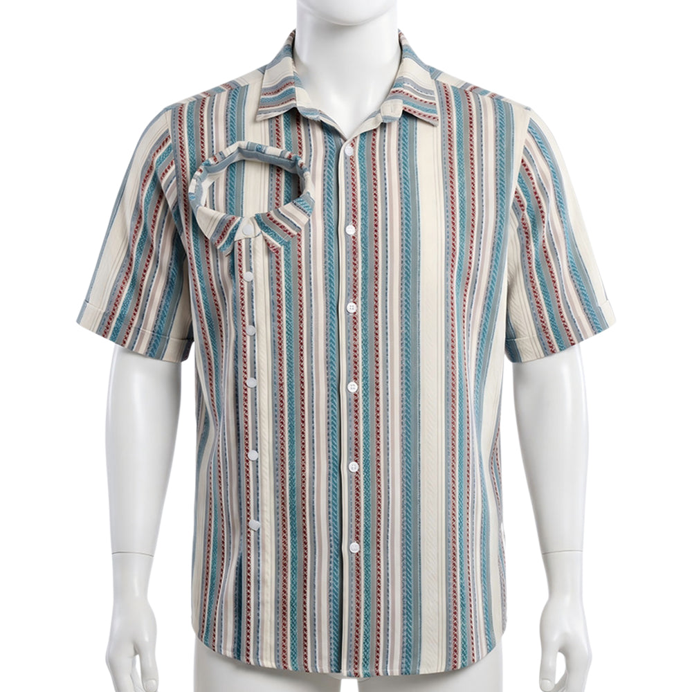 Backrooms (2026) Bearded Still Life Striped Shirt Outfits Halloween ​​Cosplay Costume 