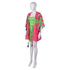 Band ABBA Agnetha Faltskong Retro 70s Green Dress Coat Outfits Cosplay Costume Halloween Carnival Suit