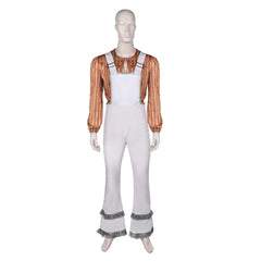 Band ABBA Bjorn Ulvaeus 70s Retro White Overalls Outfits Cosplay Costume Halloween Carnival Suit