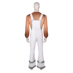 Band ABBA Bjorn Ulvaeus 70s Retro White Overalls Outfits Cosplay Costume Halloween Carnival Suit