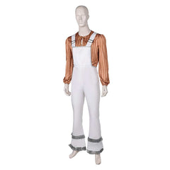 Band ABBA Bjorn Ulvaeus 70s Retro White Overalls Outfits Cosplay Costume Halloween Carnival Suit