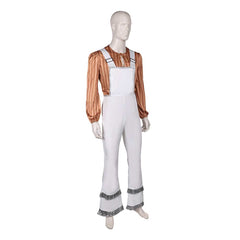 Band ABBA Bjorn Ulvaeus 70s Retro White Overalls Outfits Cosplay Costume Halloween Carnival Suit