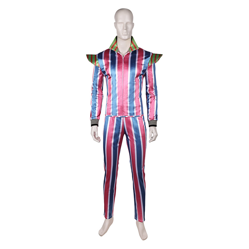 Band Ziggy Stardust David Bowie Blue Red Striped Outfits Cosplay Costume Halloween Carnival Suit