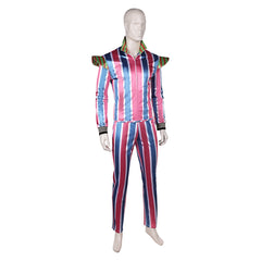 Band Ziggy Stardust David Bowie Blue Red Striped Outfits Cosplay Costume Halloween Carnival Suit