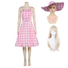 Movie Barbie 2023 Margot Robbie Barbie Outfits Pink Dress Cosplay Costume Halloween Carnival Suit