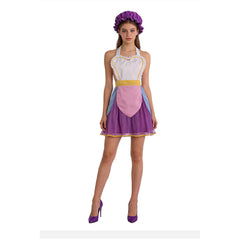 Beauty And The Beast Mrs. Potts Teapot Purple Apron Outfits Cosplay Costume