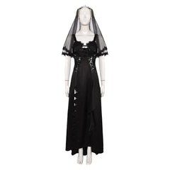 Beetlejuice 2 Astrid Deetz Black Wedding Dress Outfits Cosplay Costume Halloween Carnival Suit 