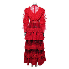 Beetlejuice Musical Lydia Deetz Red Wedding Dress Set Outfits Cosplay Costume