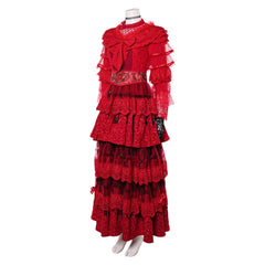 Beetlejuice Musical Lydia Deetz Red Wedding Dress Set Outfits Cosplay Costume