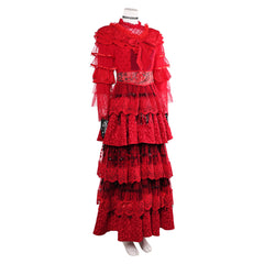 Beetlejuice Musical Lydia Deetz Red Wedding Dress Set Outfits Cosplay Costume
