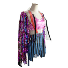 Birds Of Prey Harley Quinn Foil Fringe Jacket Set Outfits Cosplay Costume
