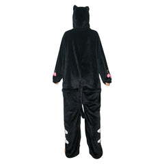   Black Cat Animals Onesie Flannel Pajamas Warm Home One-Piece Sleepwear For Unisex Adult - OLAOLA