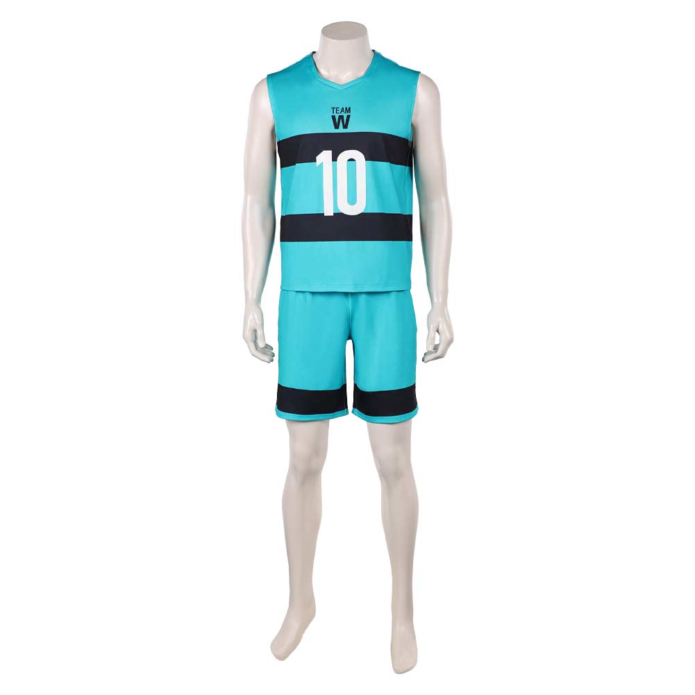 Blue Lock (2026) Wanima Junichi Team W No.10 Blue Jersey Uniform Outfits Cosplay Costume