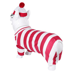 Book Where's Wally? Wally Red White Striped Pet Dogs Outfits Cosplay Costume Halloween Carnival Suit