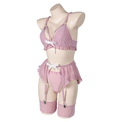 Bowknot Pink Sexy Lingerie for Women Cosplay Costume Outfits Halloween Carnival Suit-Coshduk