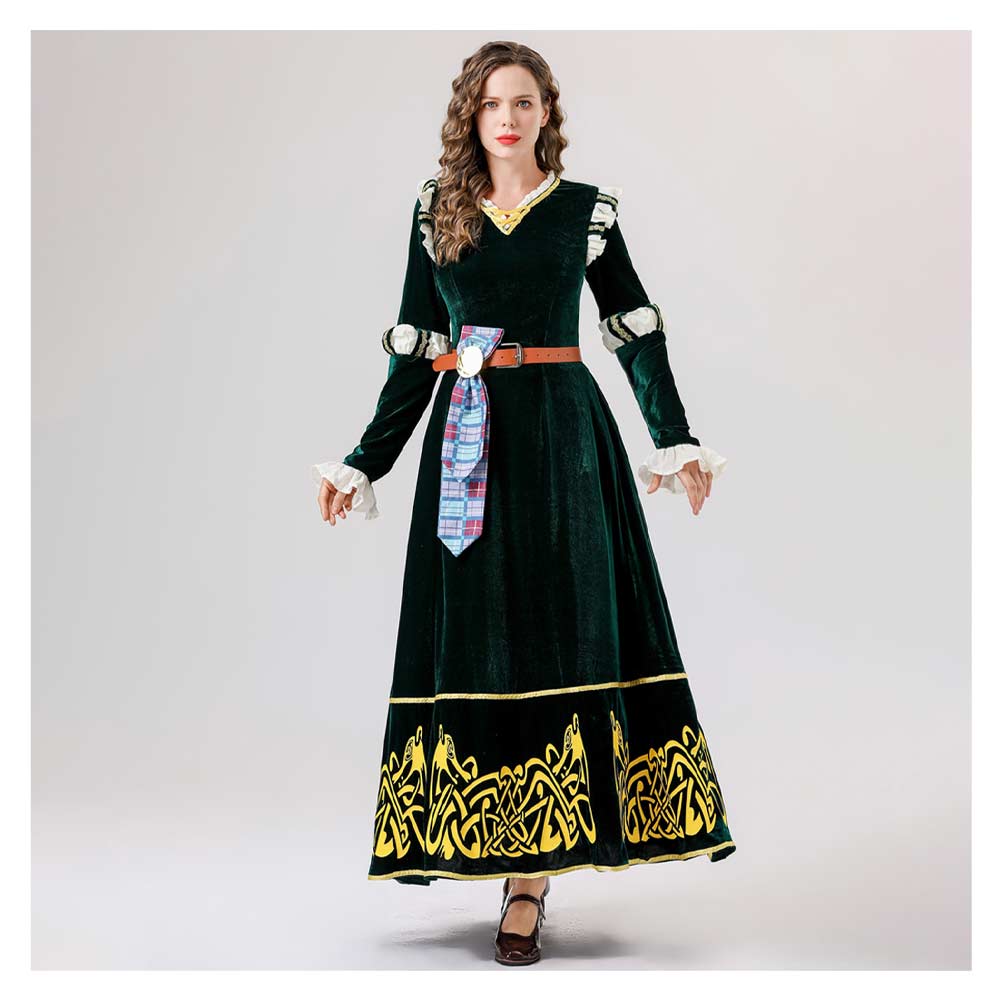 Brave Merida Green Dress Set Outfits Cosplay Costume Carnival Suit – Coshduk