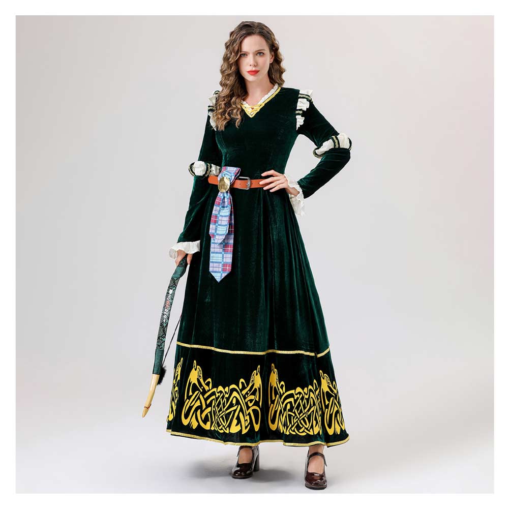 Brave Merida Green Dress Set Outfits Cosplay Costume Carnival Suit – Coshduk