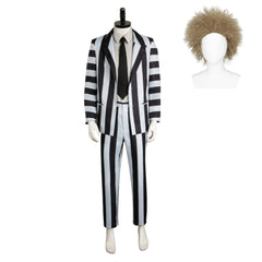 Beetlejuice 2 (2024) Beetlejuice Striped Outfits Cosplay Costume Halloween Carnival Suit