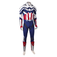 Captain America: Brave New World (2025) Sam Wilson Falcon Blue Jumpsuit Outfits Cosplay Costume