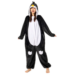 Cartoon Animal Penguin Pajamas Onesies Sleepwear Flannel Jumpsuits Outfits Halloween Carnival Suit - OLAOLA