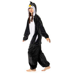 Cartoon Animal Penguin Pajamas Onesies Sleepwear Flannel Jumpsuits Outfits Halloween Carnival Suit - OLAOLA