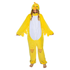 Cartoon Yellow Duck Animals Onesie Flannel Pajamas Warm Home Sleepwear Halloween Carnival Suit - OLAOLA