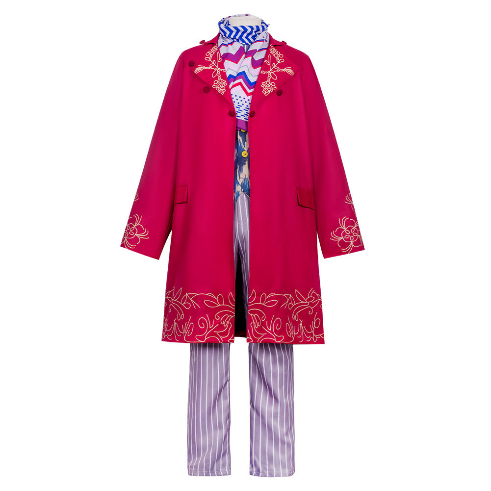 Charlie And The Chocolate Factory Willy Wonka Red Set Outfits Cosplay Costume