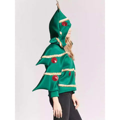 Christmas Tree Green Zip-up Hoodie Outfits Funny Cosplay Costume Carnival Suit 