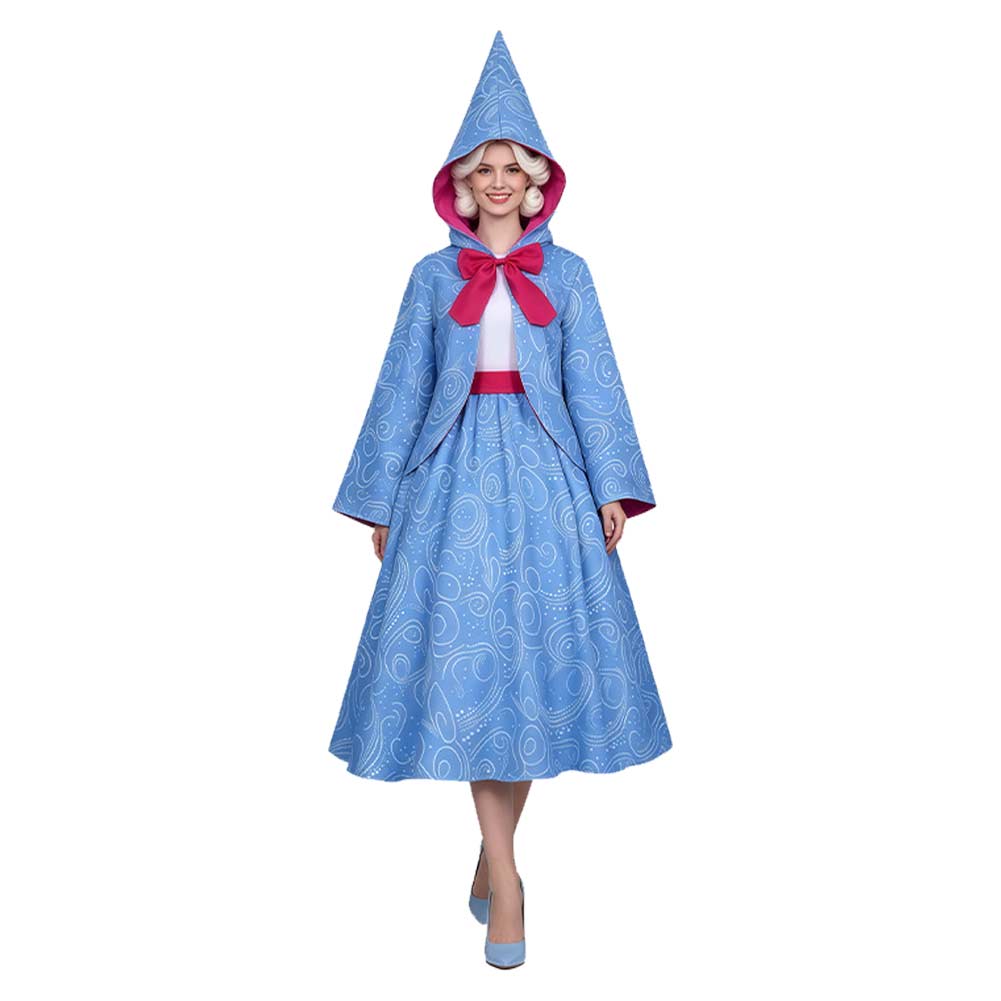 Cinderella Fairy Godmother Blue Dress Set Outfits Cosplay Costume Halloween Carnival Suit