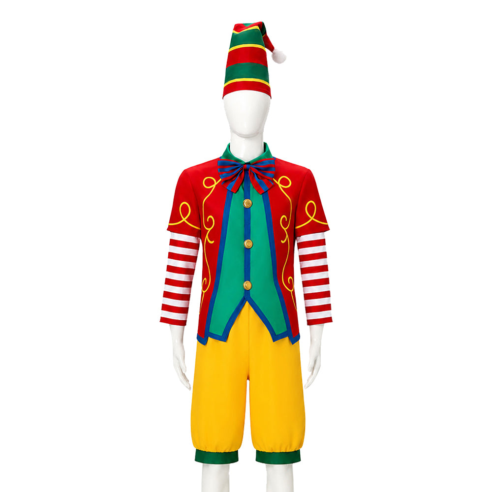 Circus Jester Clown Christmas Elf Set Outfits Cosplay Costume ​Halloween Carnival Suit