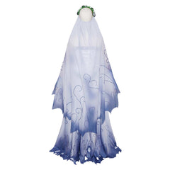 Corpse Bride Emily White Blue Wedding Set Outfits Halloween Cosplay Costume 
