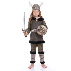 Cosplay Costume Outfits Halloween Carnival Suit Children‘s pirate warrior suit Viking performance suit   