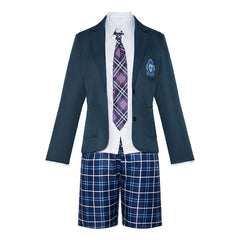 Coven Academy (2026) ​Tegan Blue Plaid Shorts School Uniform Outfits Cosplay Costume 