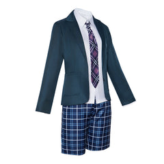 Coven Academy (2026) ​Tegan Blue Plaid Shorts School Uniform Outfits Cosplay Costume 