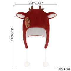 Cute Christmas Elk Red Brown Furry Hat Cosplay Accessories Props