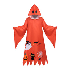 Cute Funny Halloween Pumpkin Orange Hooded Robe Cosplay Costume Carnival Suit