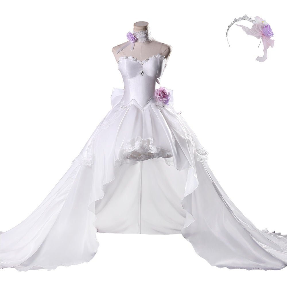 Date A Live Tokisaki Kurumi White Wedding Dress Set Outfits Cosplay Costume
