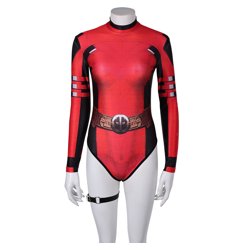 Deadpool & Wolverine (2024) Women Deadpool Red Swimsuit Cosplay Costume Outfits Halloween Carnival Suit