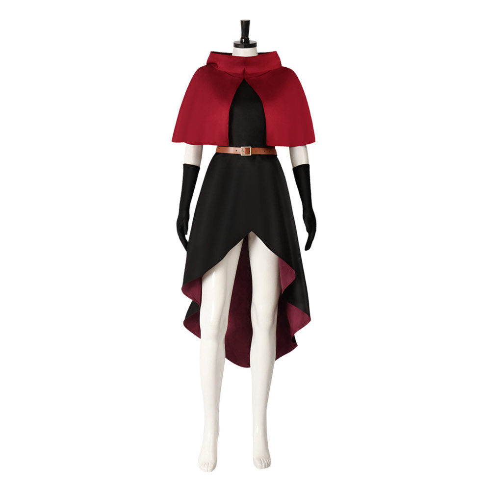 Delicious In Dungeon Rin Red Cape Black Dress Outfits Cosplay Costume