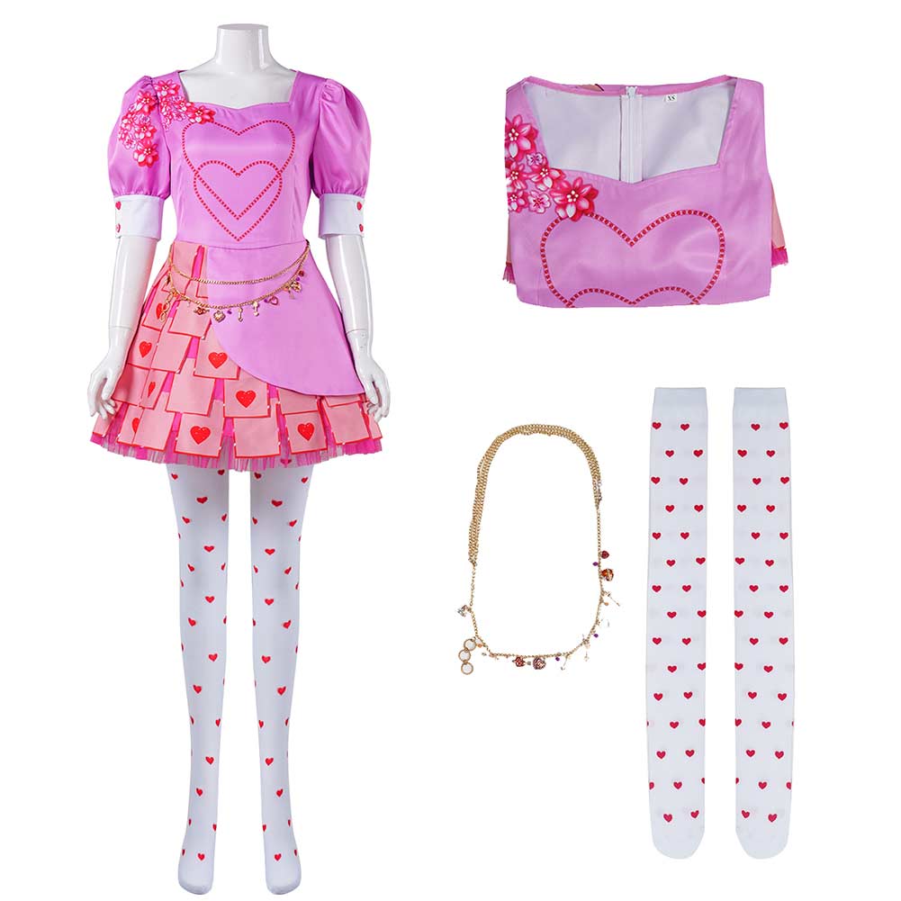 fitted lace wedding dress Descendants: The Rise Of Red (2024) Bridget Pink Dress Set Outfits Cosplay  Costume Halloween Carnival Suit